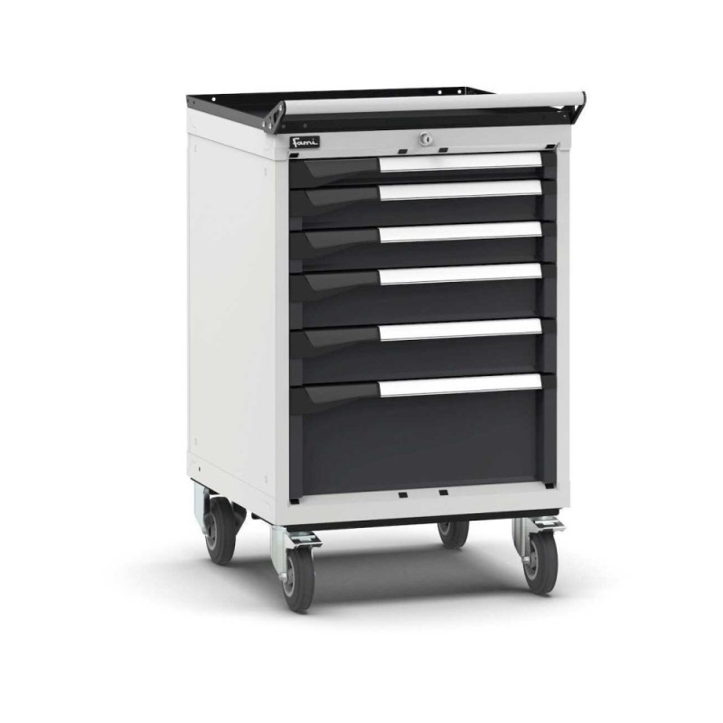 fahrbarer Schubladenschrank Master 561x573x922mm, 27x27 EH mit 6 Schubladen