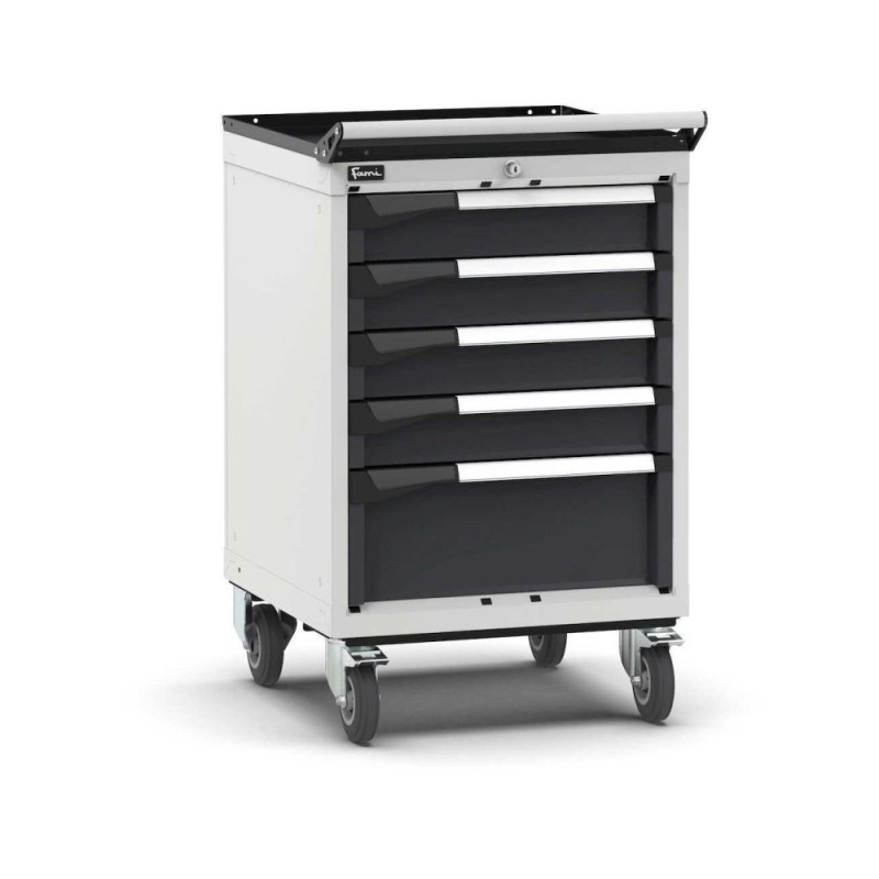 fahrbarer Schubladenschrank Master 561x573x922mm, 27x27 EH mit 5 Schubladen