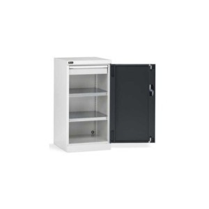 Armoire à portes battantes 512 x 555 x 1000 mm, 24 x 27 EH avec 2 étagères et 1 tiroir