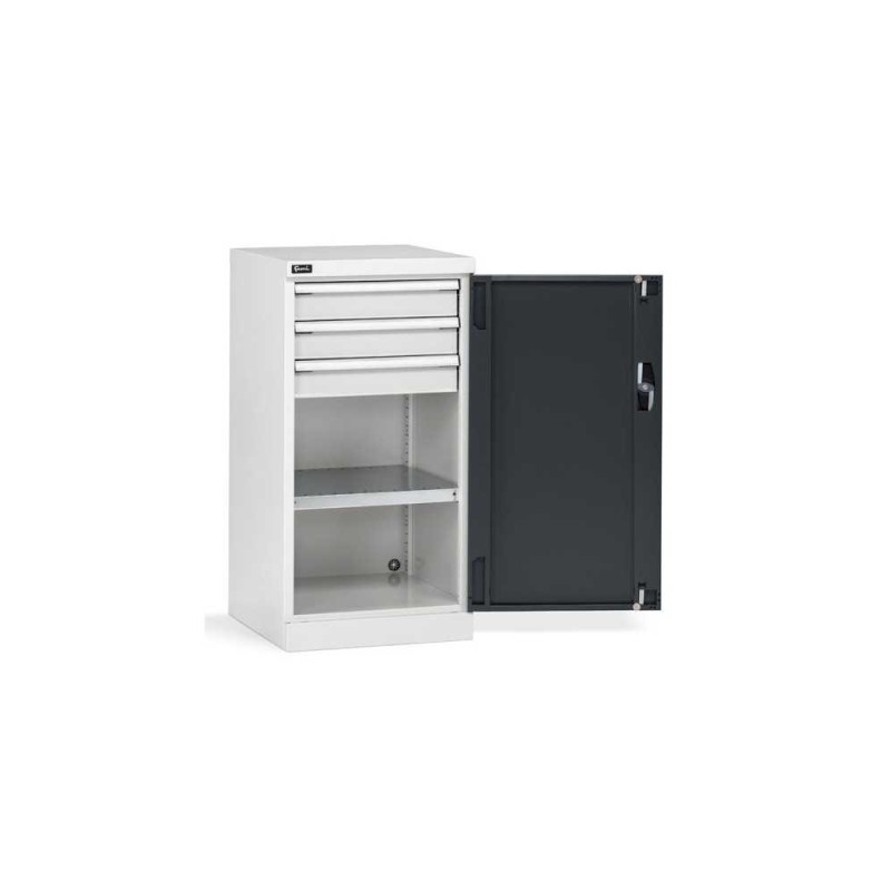 Flügeltürschrank 512x555x1000mm, 24x27 EH mit 1 Fachboden und 3 Schubladen