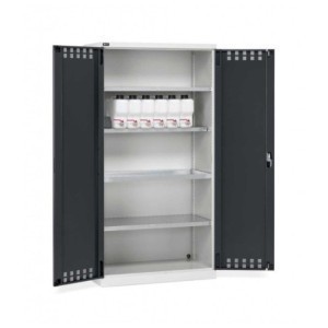 Flügeltürschrank 1023x555x2000mm, 54x27 EH mit 4 Fachböden und geschlitzten Flügeltüren