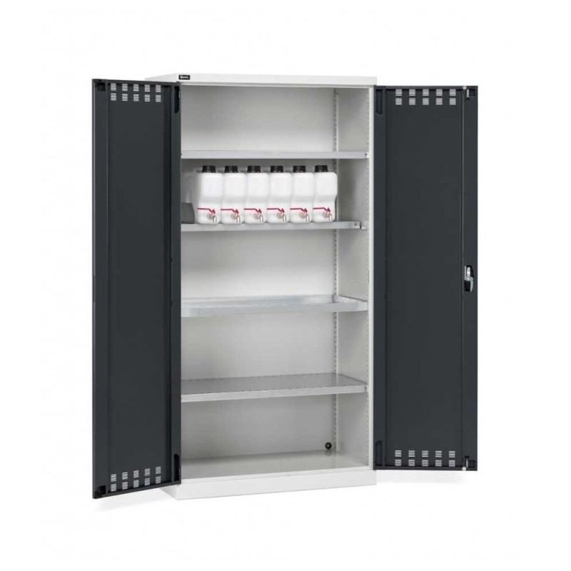 Flügeltürschrank 1023x555x2000mm, 54x27 EH mit 4 Fachböden und geschlitzten Flügeltüren