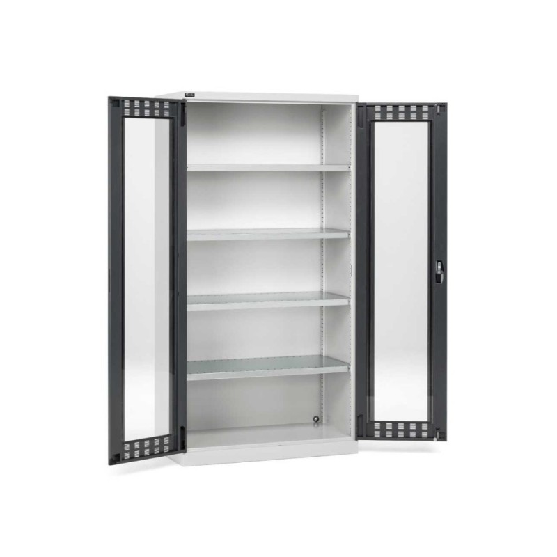 Flügeltürschrank 1023x555x2000mm, 54x27 EH mit 4 Fachböden und Türen aus Polycarbonat