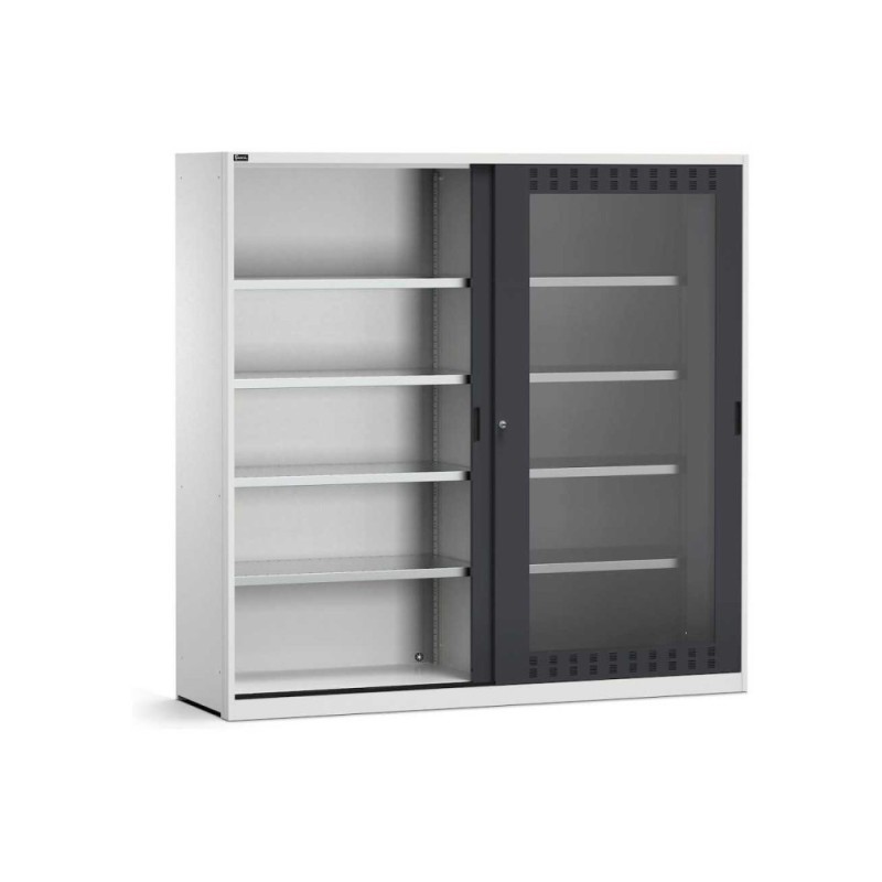 Schiebetürschrank 2040x600x2000mm, 54+54x27 EH mit Türen aus Polycarbonat