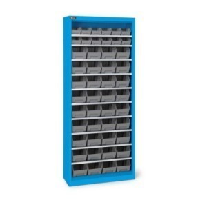 Behälterschrank mit 48x Sichtlagerkasten AIR 700x267x1651mm