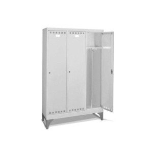 Garderobenschrank mit Füßen Abteilbreite 400mm, 3 Abteile