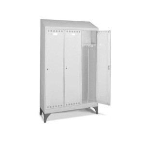 Armoire vestiaire avec pieds + toit incliné Largeur des compartiments 400 mm, 3 compartiments
