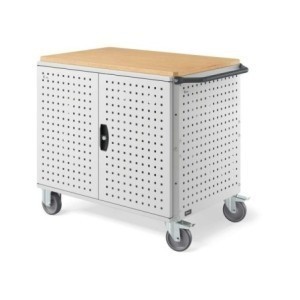absperrbarer Werkstattwagen 1030x658x1538mm, mit Holzplatte und Flügeltüren