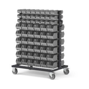 Behälterwagen mit 120x Sichtlagerkasten AIR 1067x668x1384mm