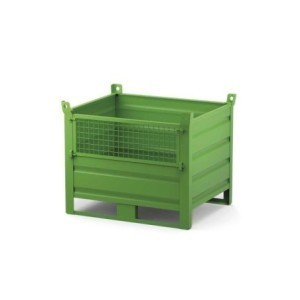 Conteneur métallique avec porte grillagée 1000x800x500+130+65 mm, 1000 kg