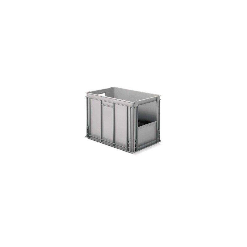 Euro Box 600x400x430mm, mit Grifflöchern und Fenster auf kurzer Seite