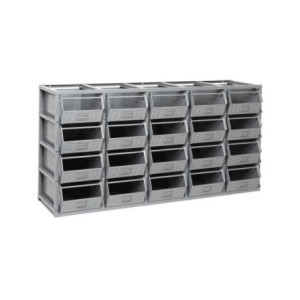 Kleinteileregal Domino 1765x500x885mm, mit 20 Metallkästen
