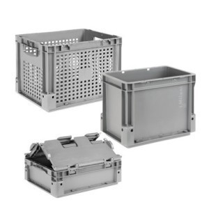 recycelter stapelbarer Kunststoffkasten Nexit 400x300x75mm