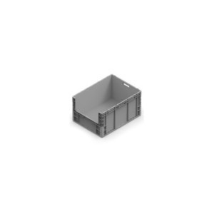 stapelbarer Kunststoffkasten Nexit 800x600x420mm, Fenster auf kurzer Seite