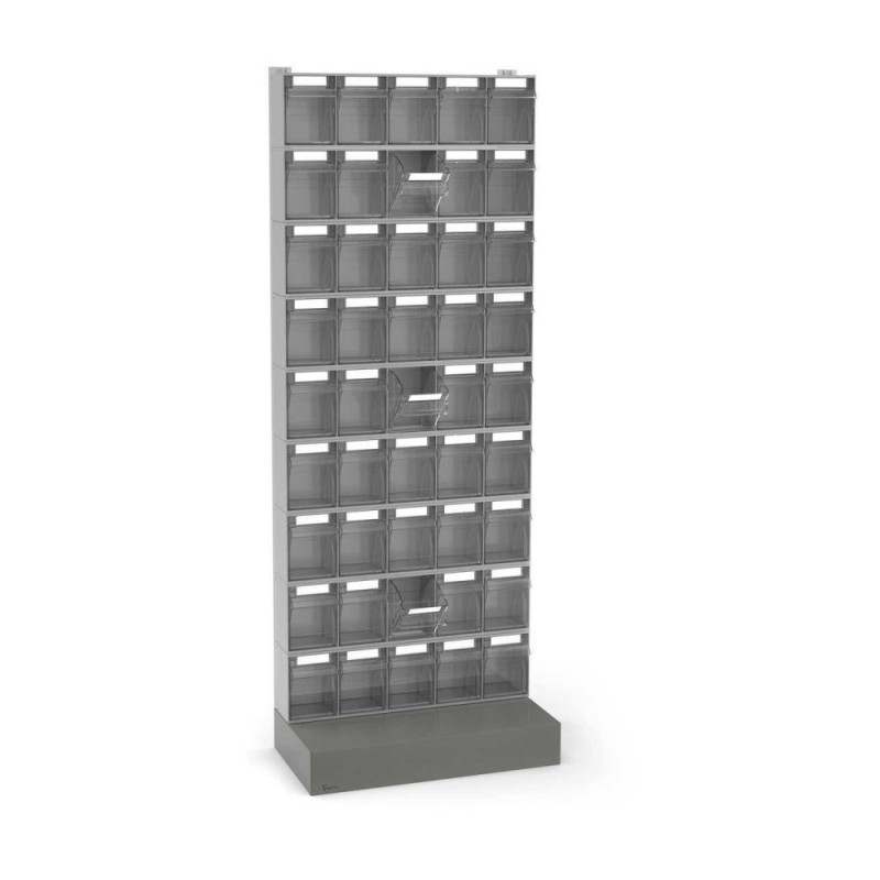 Ständerregal mit Sockel und 9x Klappkästen 600x322x1600mm