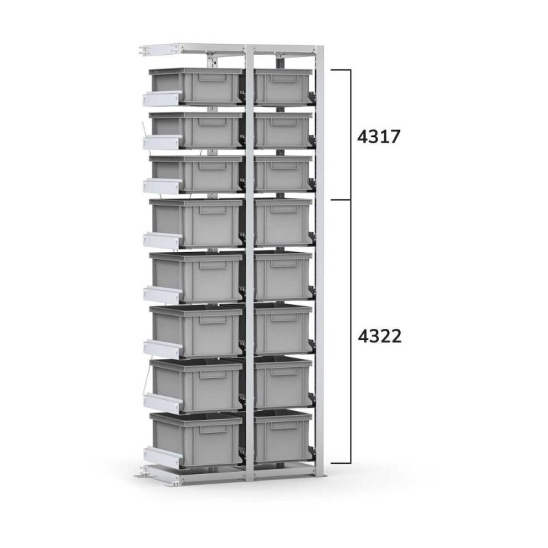 ÉTAGÈRE DE CULTURE Étagère à cadre porteur 760x421x2003mm, avec 16 bacs Euro