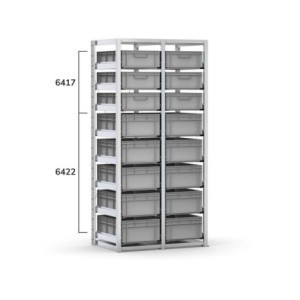 GRUNDREGAL Tragrahmenregal 1010x621x2003mm, mit 16x Eurobehälter