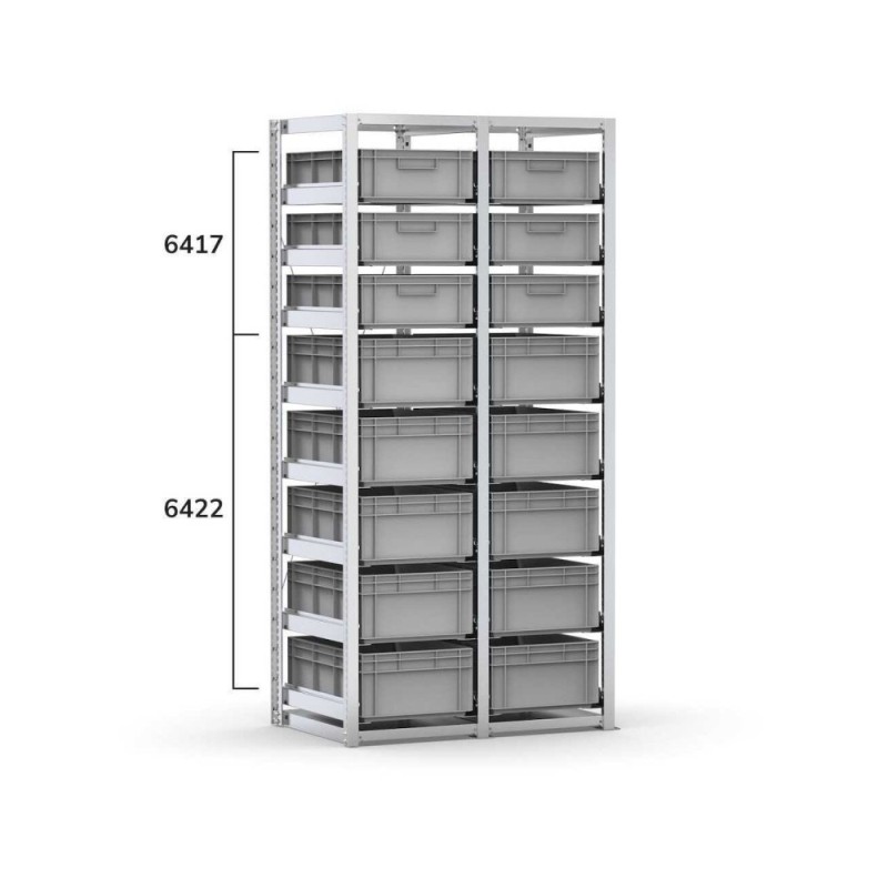 GRUNDREGAL Étagère à cadre porteur 1010x621x2003mm, avec 16x bacs Euro