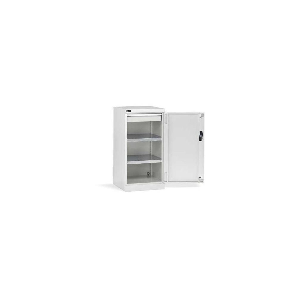 Armoire à portes battantes 512 x 555 x 1000 mm, 24 x 27 EH avec 2 étagères et 1 tiroir
