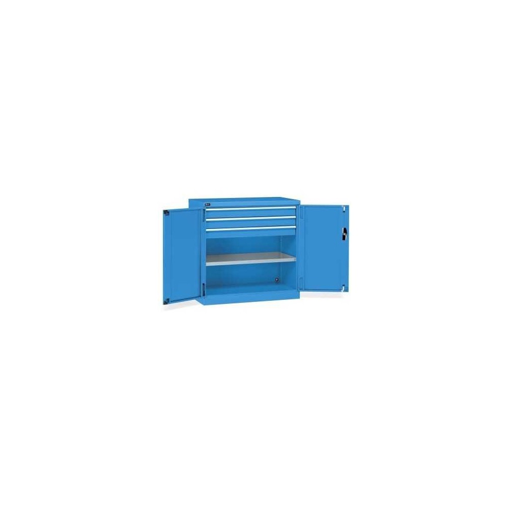 Flügeltürschrank 1023x555x1000mm, 54x27 EH mit 1 Fachboden und 3 Schubladen