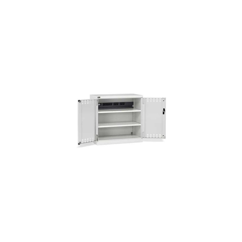 Flügeltürschrank 1023x555x1000mm, 54x27 EH mit 2 Fachböden und Energiekanal für Steckdosenleisten