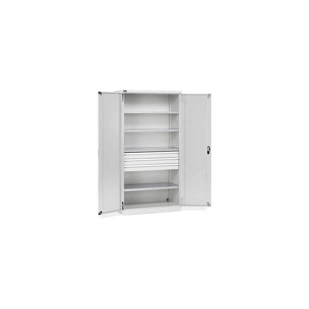 Flügeltürschrank 1023x555x2000mm, 54x27 EH mit 4 Fachböden und 3 Schubladen