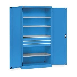 Flügeltürschrank 1023x555x2000mm, 54x27 EH mit 4 Fachböden und 3 Schubladen