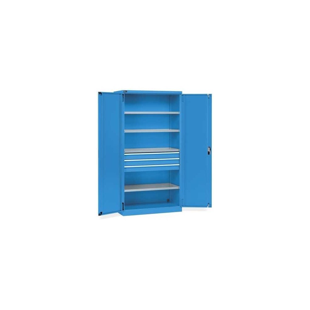 Armoire à portes battantes 1023x555x2000mm, 54x27 EH avec 4 étagères et 3 tiroirs