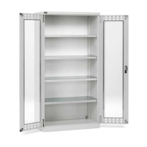Armoire à portes battantes 1023x555x2000mm, 54x27 EH avec 4 étagères et portes en polycarbonate