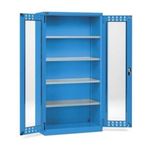 Flügeltürschrank 1023x555x2000mm, 54x27 EH mit 4 Fachböden und Türen aus Polycarbonat