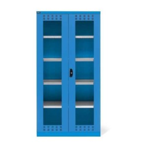 Armoire à portes battantes 1023x555x2000mm, 54x27 EH avec 4 étagères et portes en polycarbonate