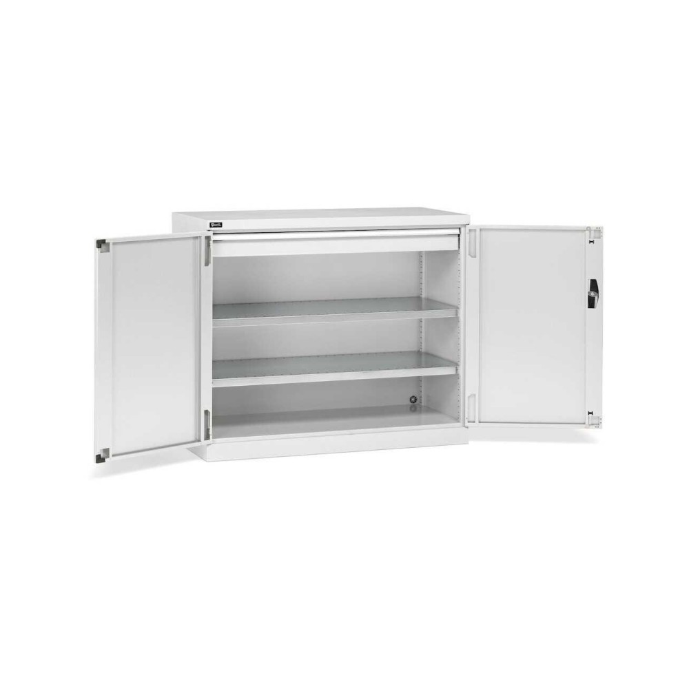 Flügeltürschrank 1193x555x1000mm, 64x27 EH mit 2 Fachböden + 1 Schublade
