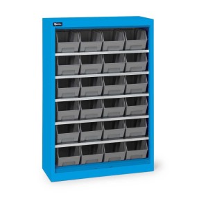 Behälterschrank mit 24x Sichtlagerkasten AIR 700x267x1001mm