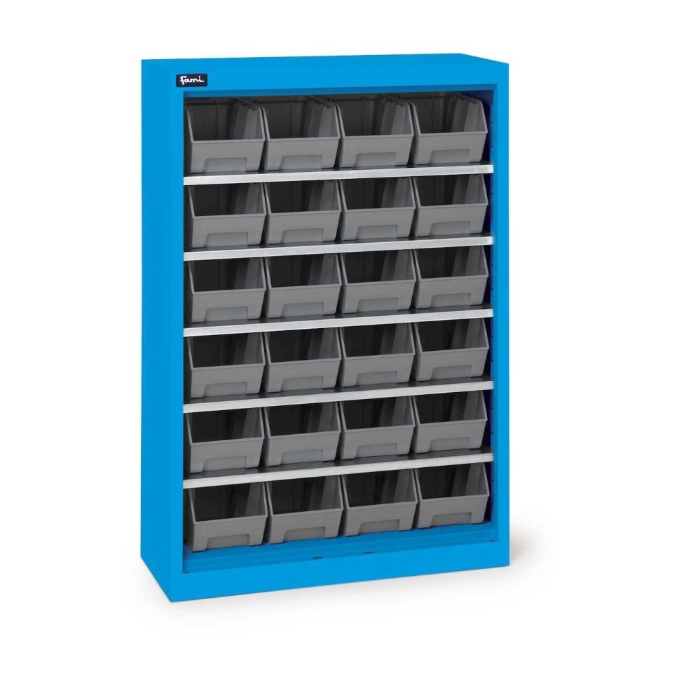 Behälterschrank mit 24x Sichtlagerkasten AIR 700x267x1001mm