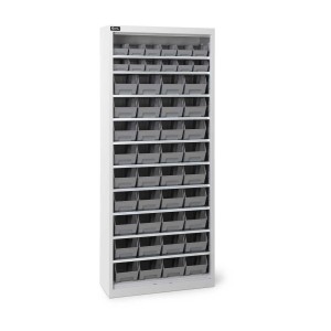 Behälterschrank mit 48x Sichtlagerkasten AIR 700x267x1651mm