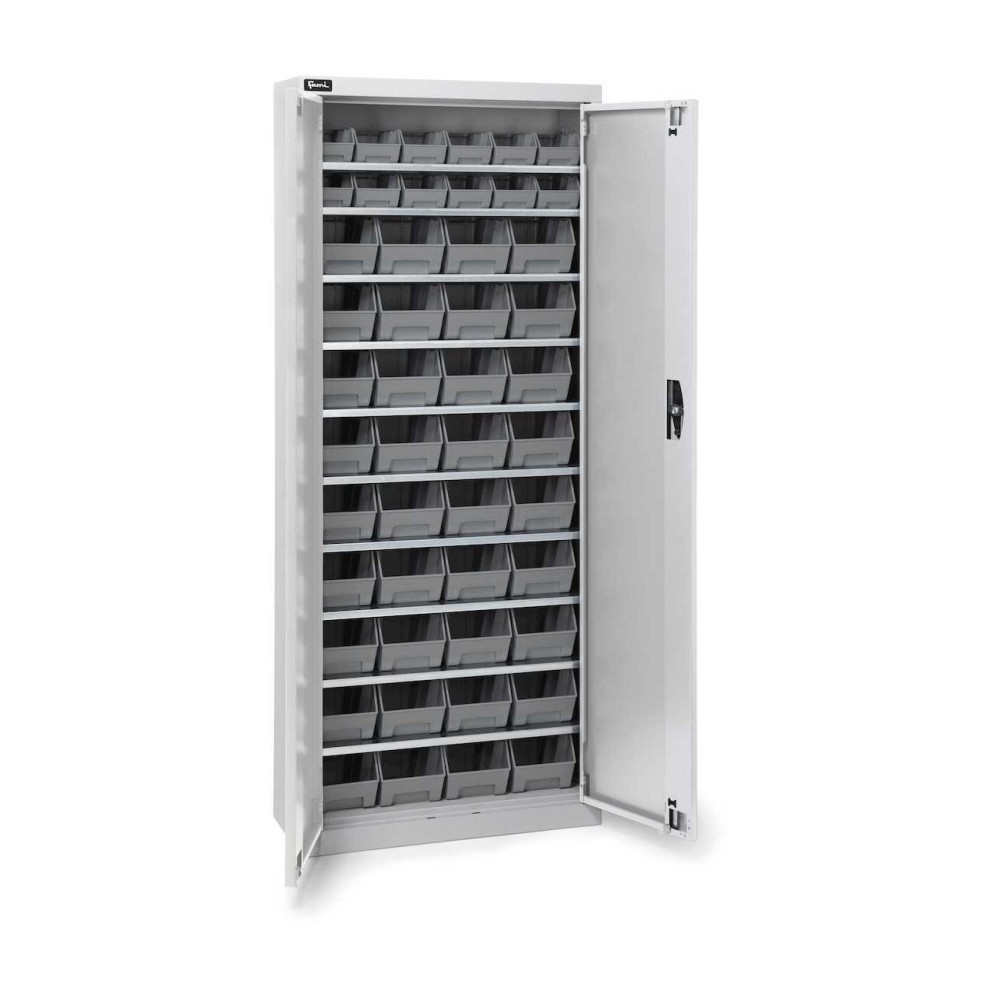 Behälterschrank mit 48x Sichtlagerkasten AIR 700x267x1651mm