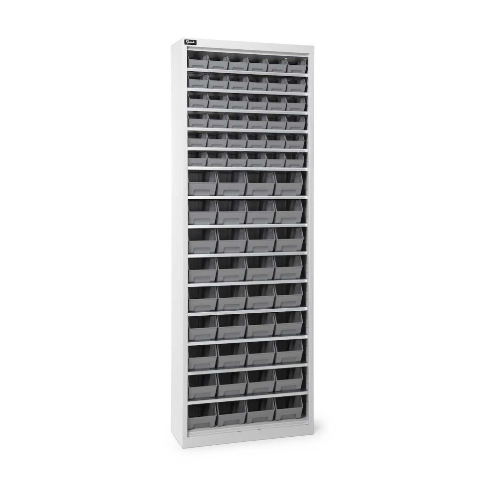Behälterschrank mit 72x Sichtlagerkasten AIR 700x267x1996mm