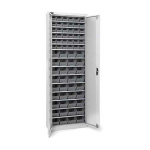 Behälterschrank mit 72x Sichtlagerkasten AIR 700x267x1996mm