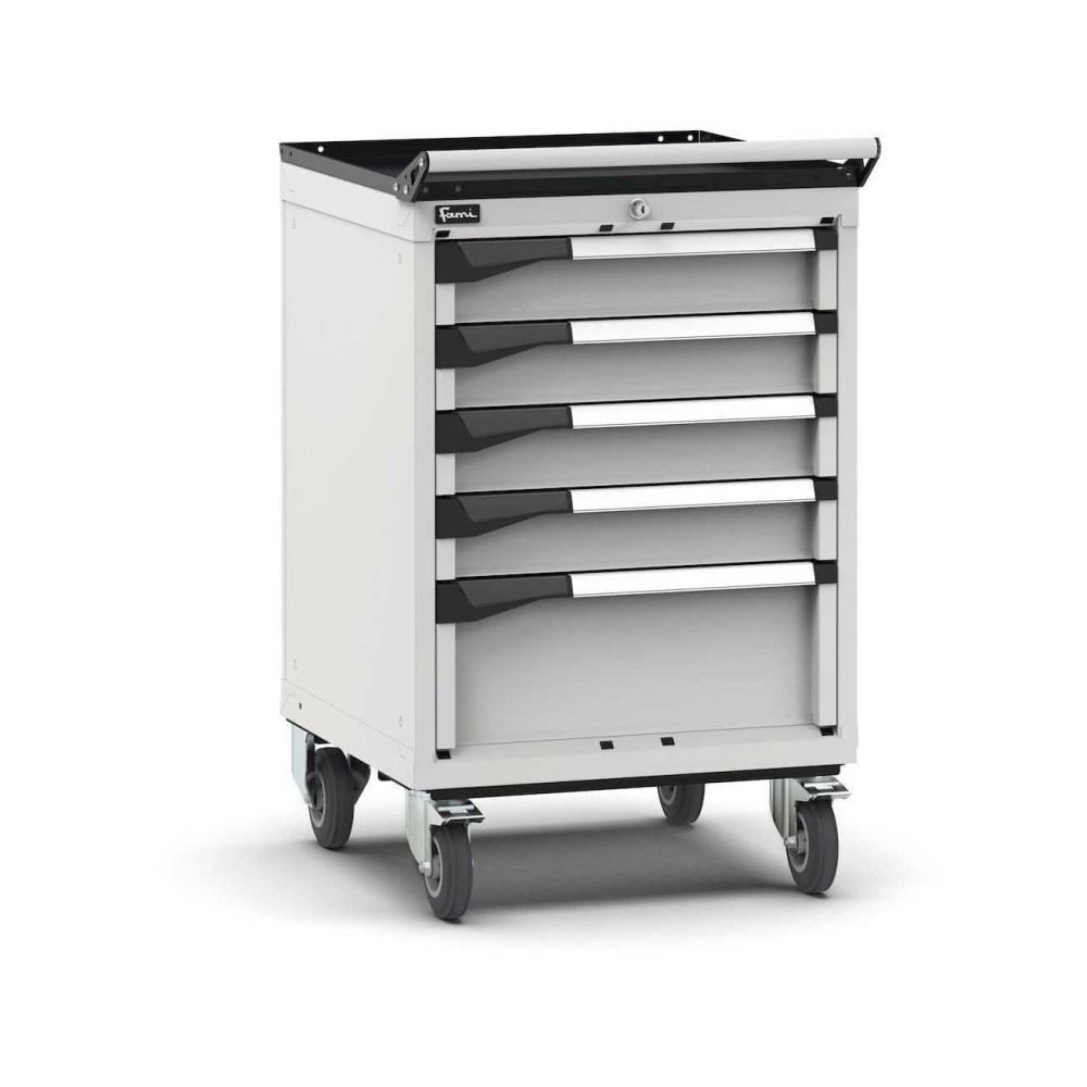 fahrbarer Schubladenschrank Master 561x573x922mm, 27x27 EH mit 5 Schubladen